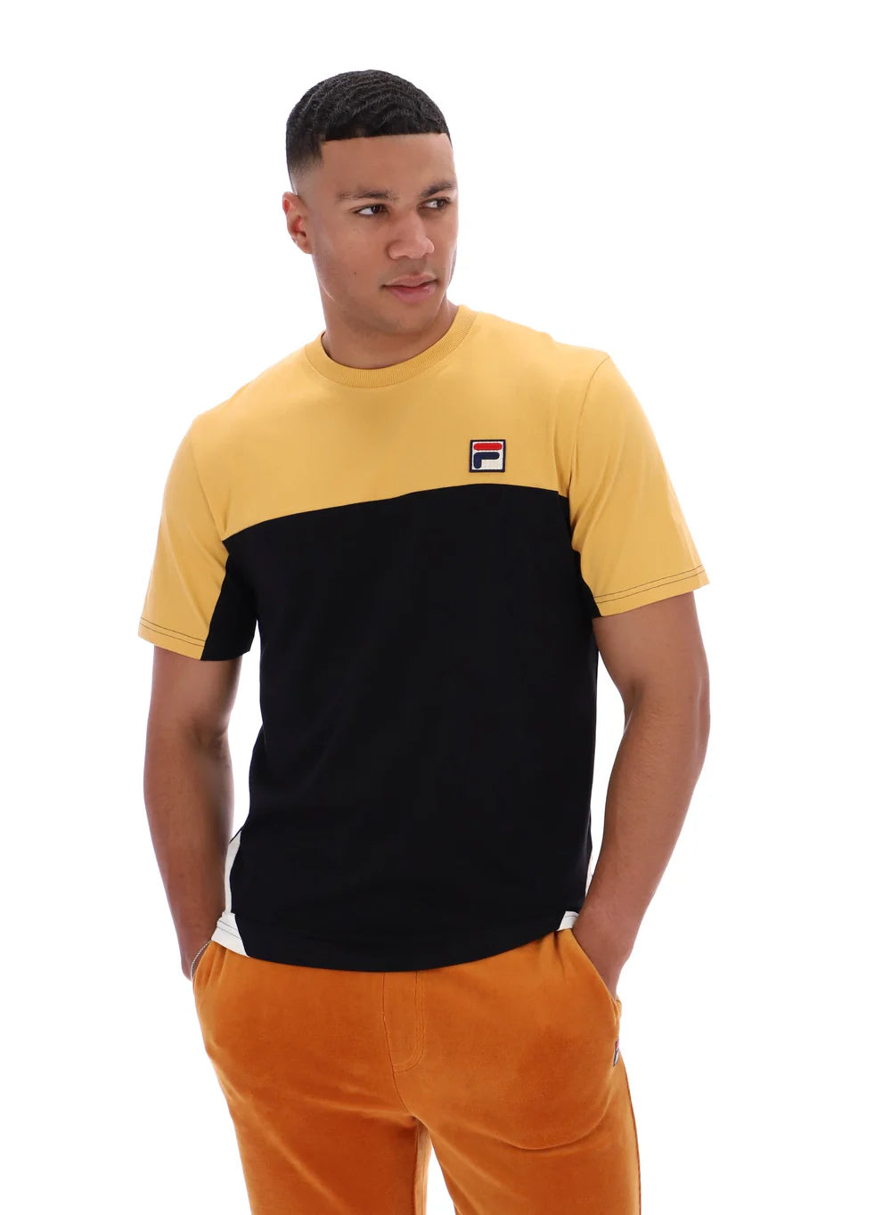 Fila Tiebreaker T-Shirt Oak Buff/Black/Gardenia