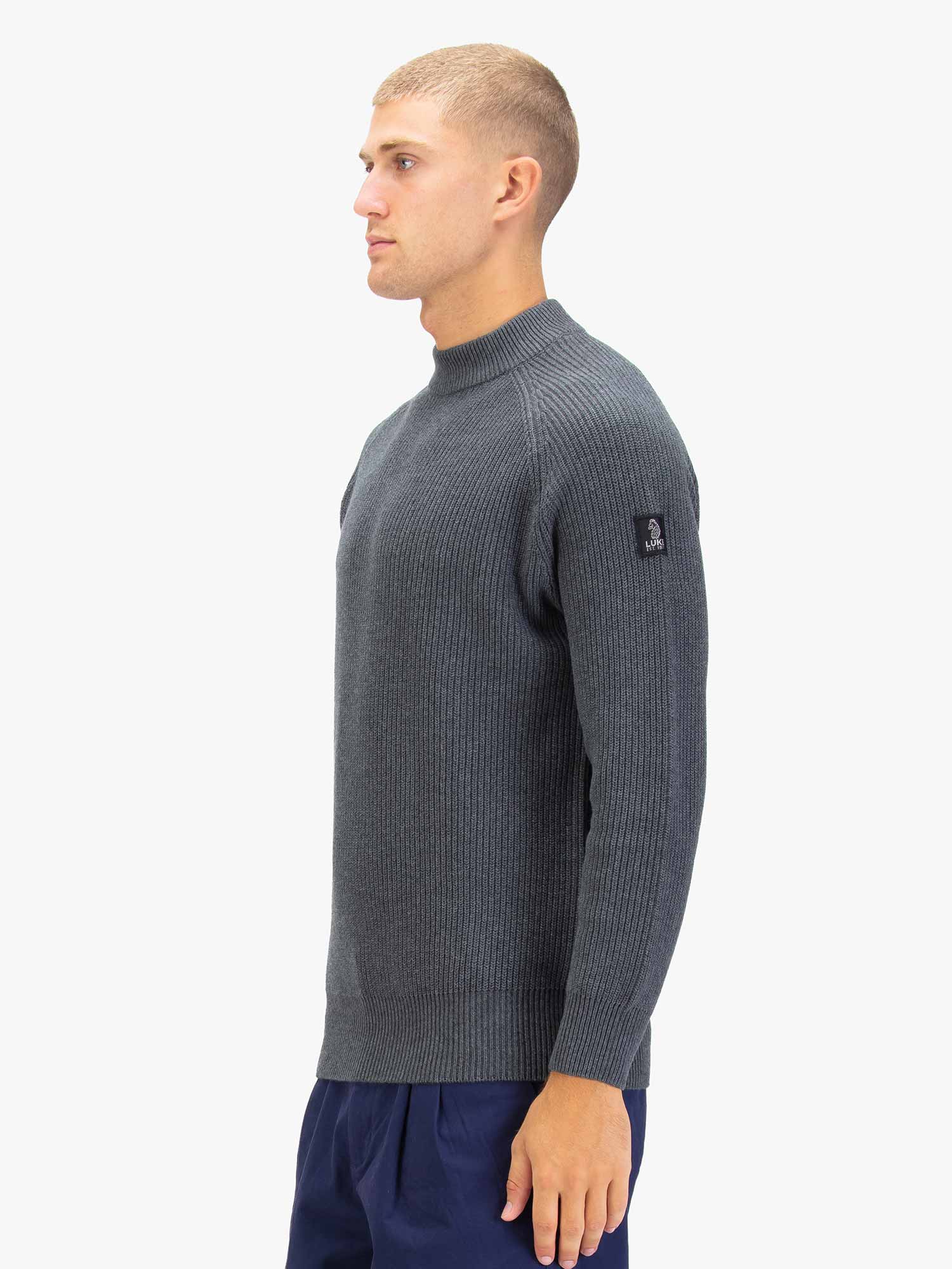 Luke Cromer Plated Crew Knit Charcoal