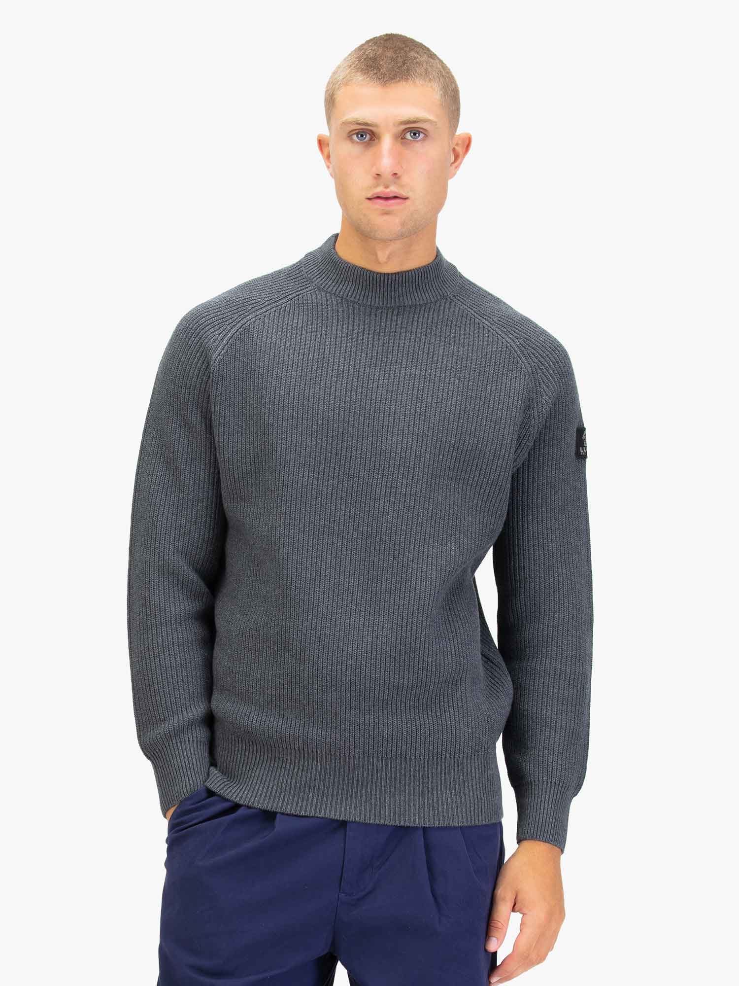 Luke Cromer Plated Crew Knit Charcoal