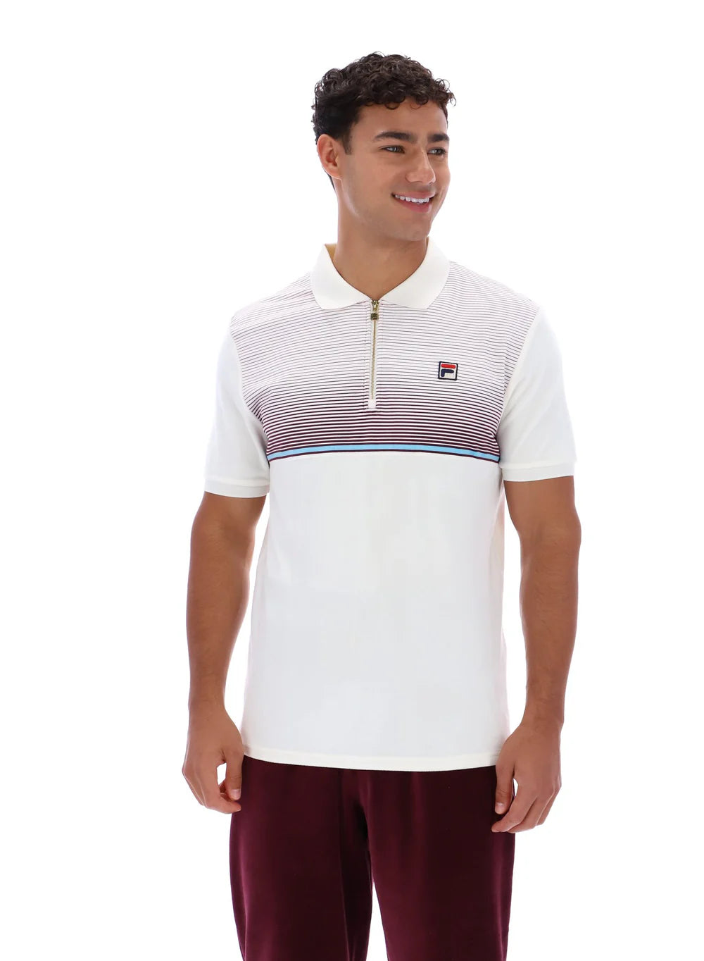 Fila Paco Zip Velour Polo Gardenia/Fig/Milky Blue