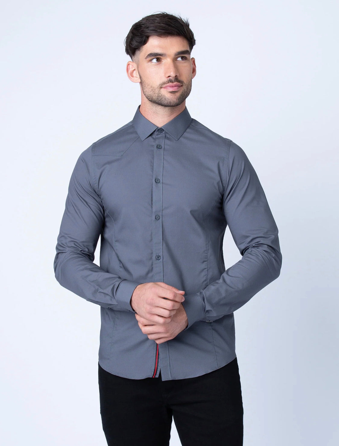 Luke Butchers Pencil Fitted Shirt Charcoal