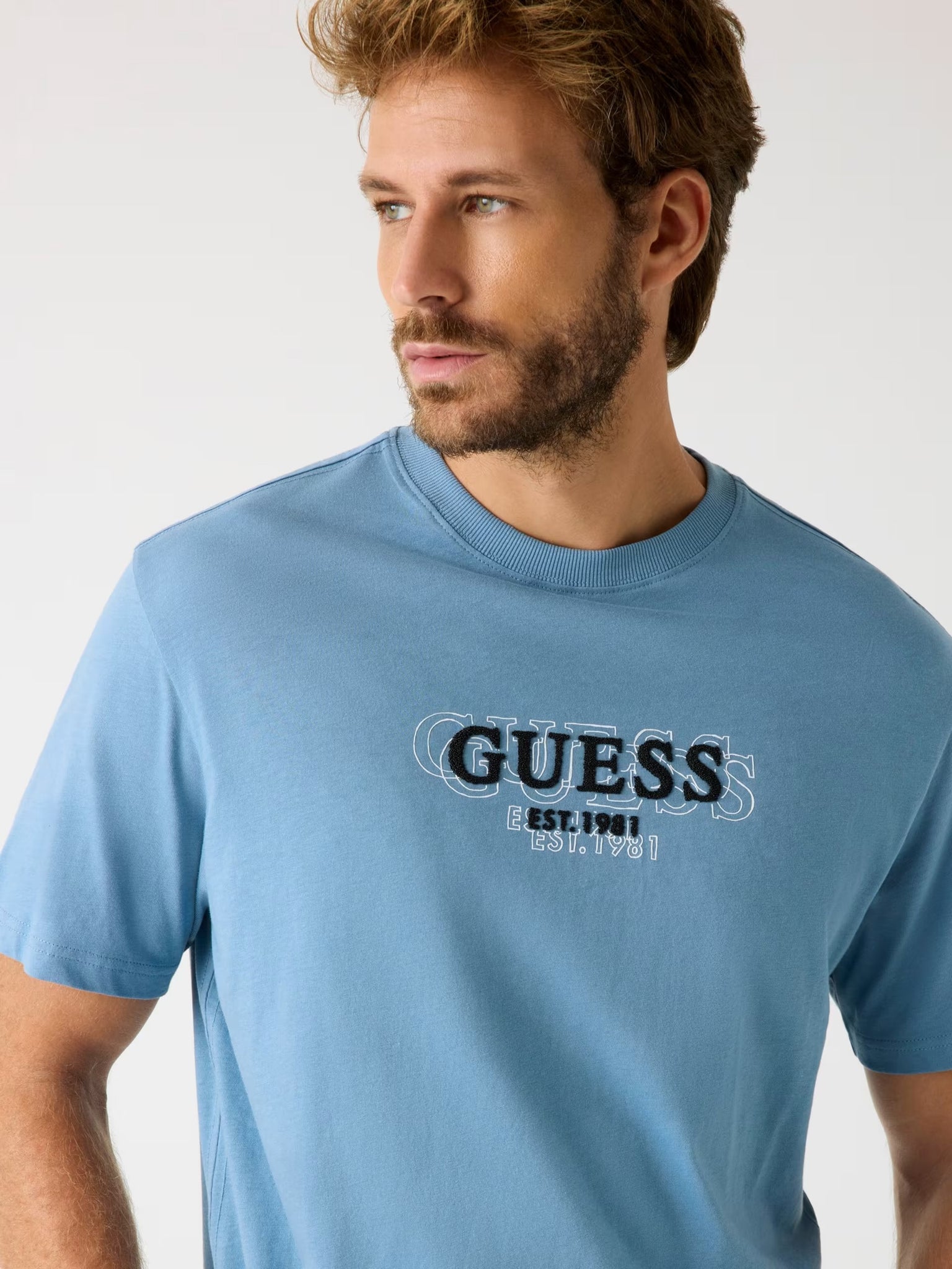 Guess Front Logo T-Shirt Light Blue