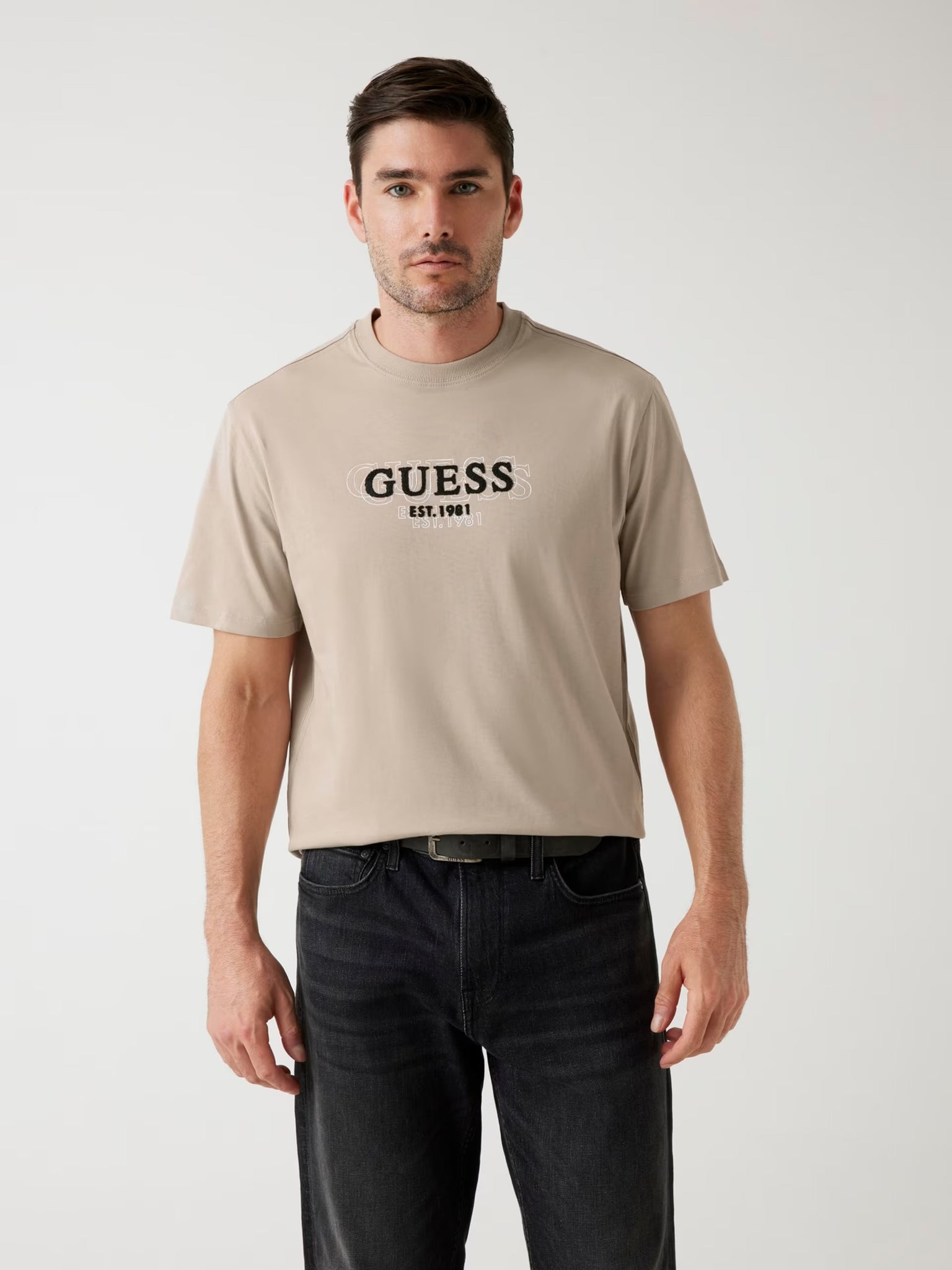 Guess Front Logo T-Shirt Light Brown