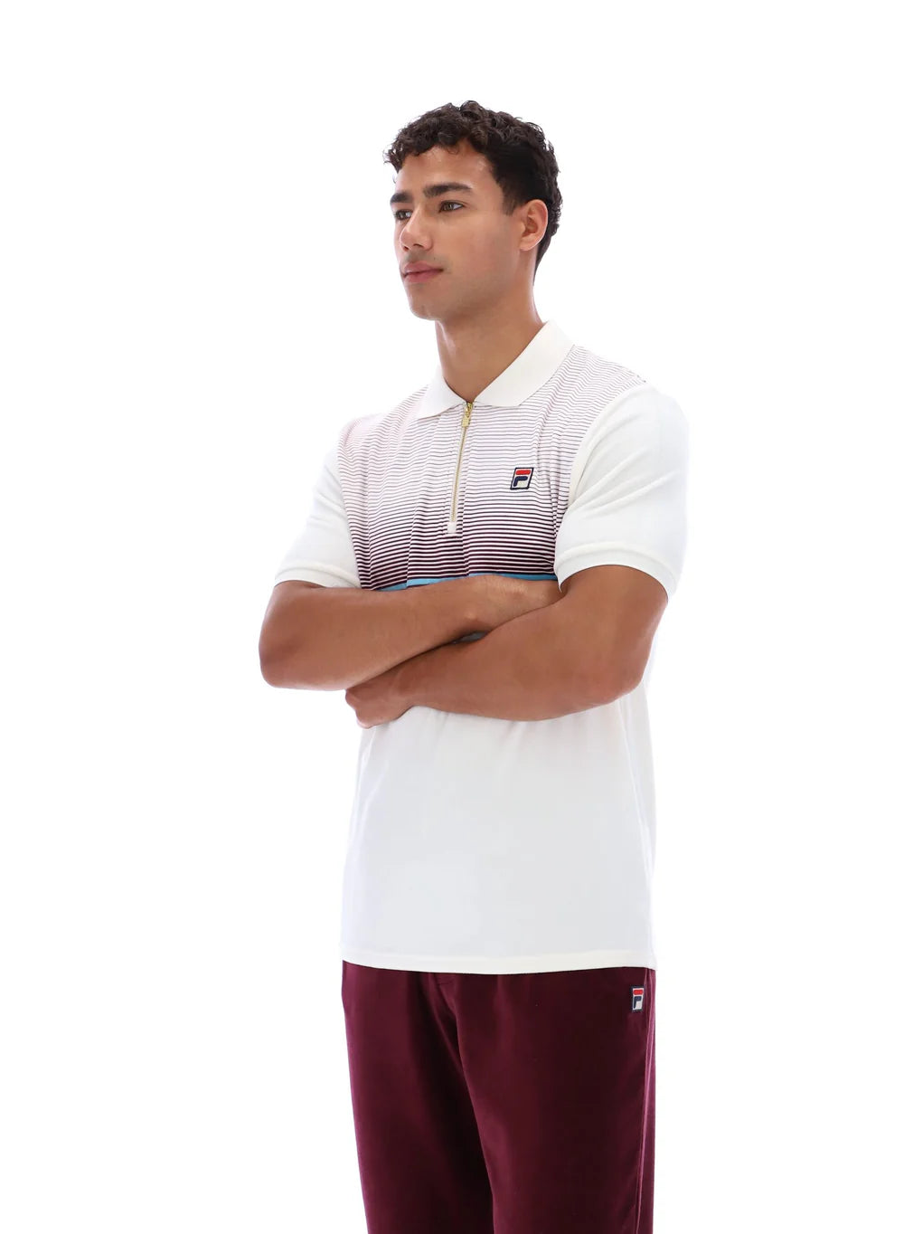 Fila Paco Zip Velour Polo Gardenia/Fig/Milky Blue