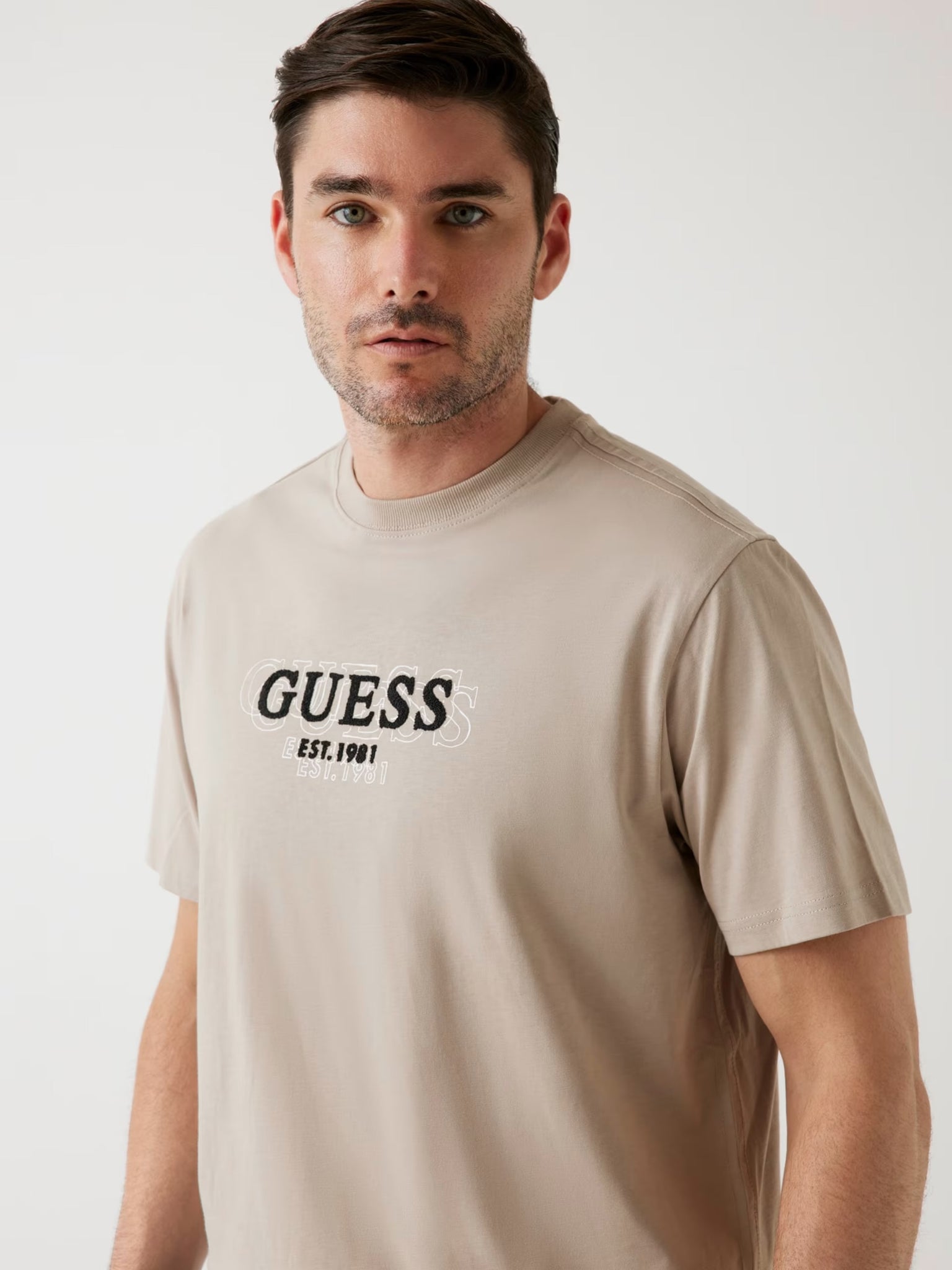 Guess Front Logo T-Shirt Light Brown