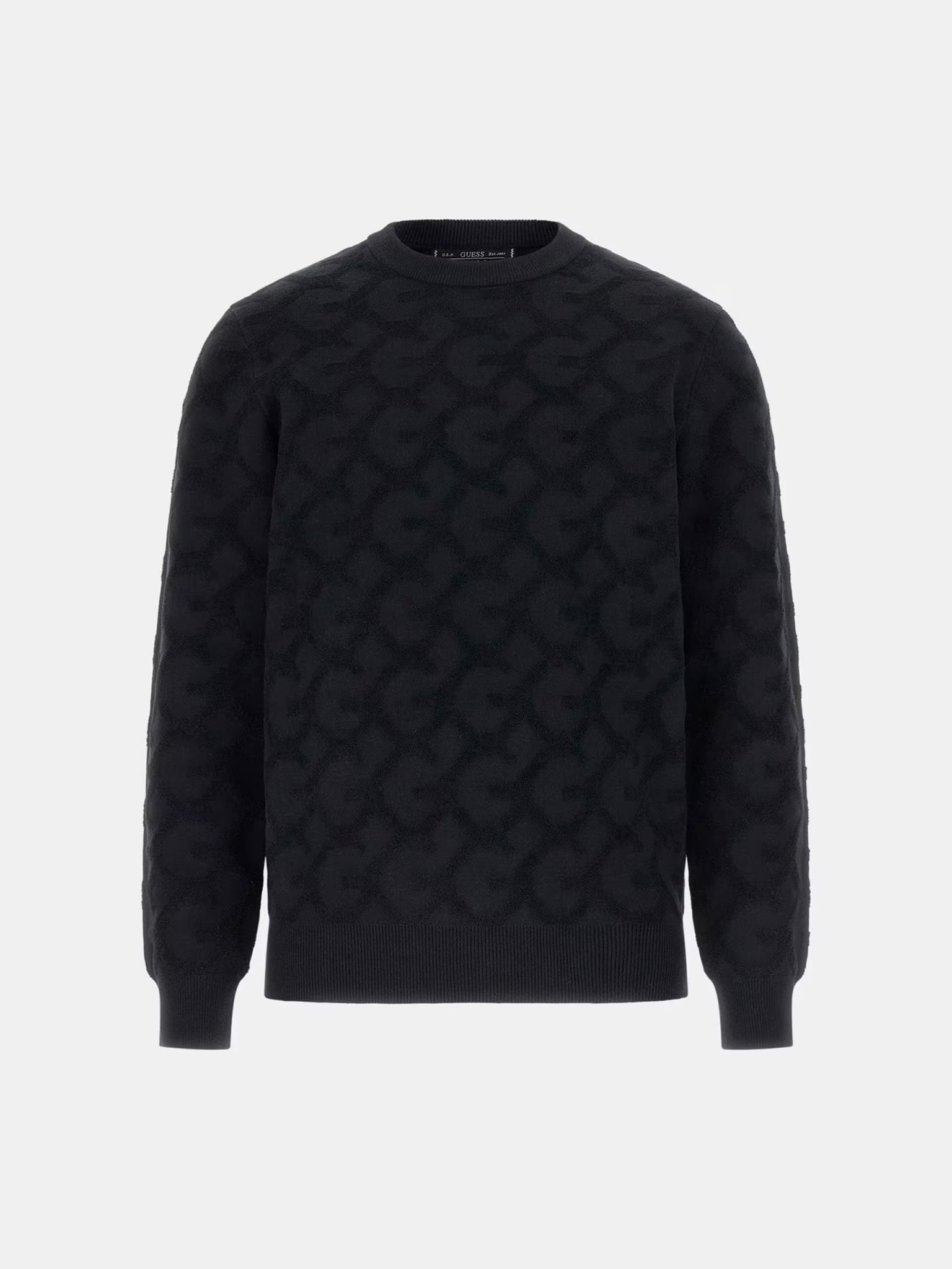 Guess Embossed Jacquard Logo Sweater Black